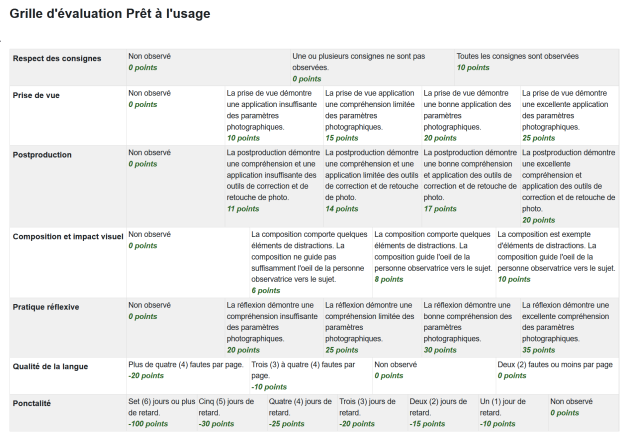 Cr Er Un Devoir Not Avec La Grille D Valuation