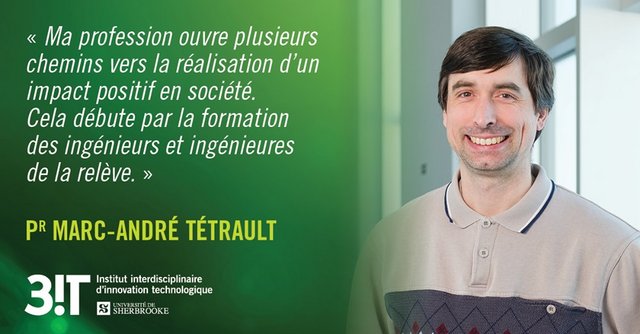 Citation du Pr Marc-André Tétrault suivi de sa photo portrait