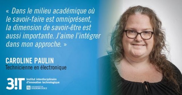 Citation de Caroline Paulin suivi d'une photo portrait