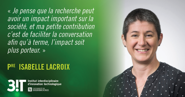 Citation du Pre Isabelle Lacroix suivi de sa photo portrait