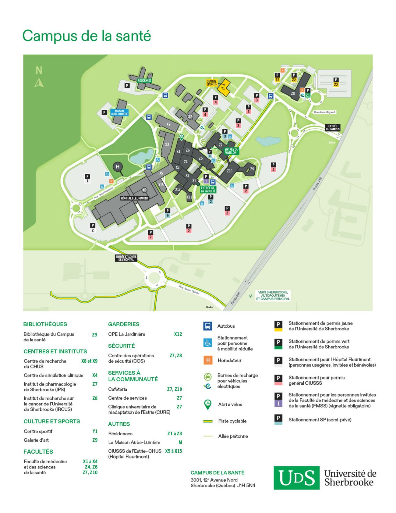 Plan illustré du Campus de la santé avec légende