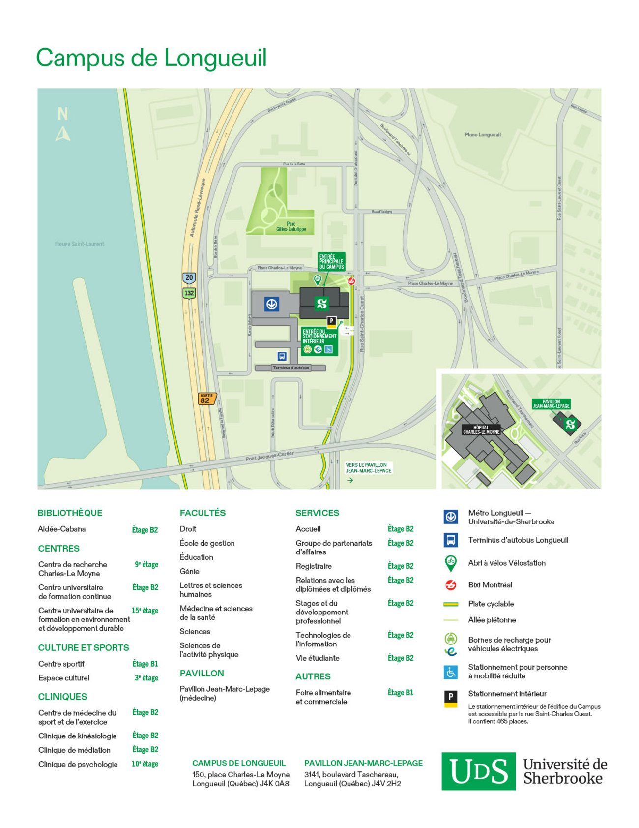 Plan illustré du Campus de Longueuil avec légende