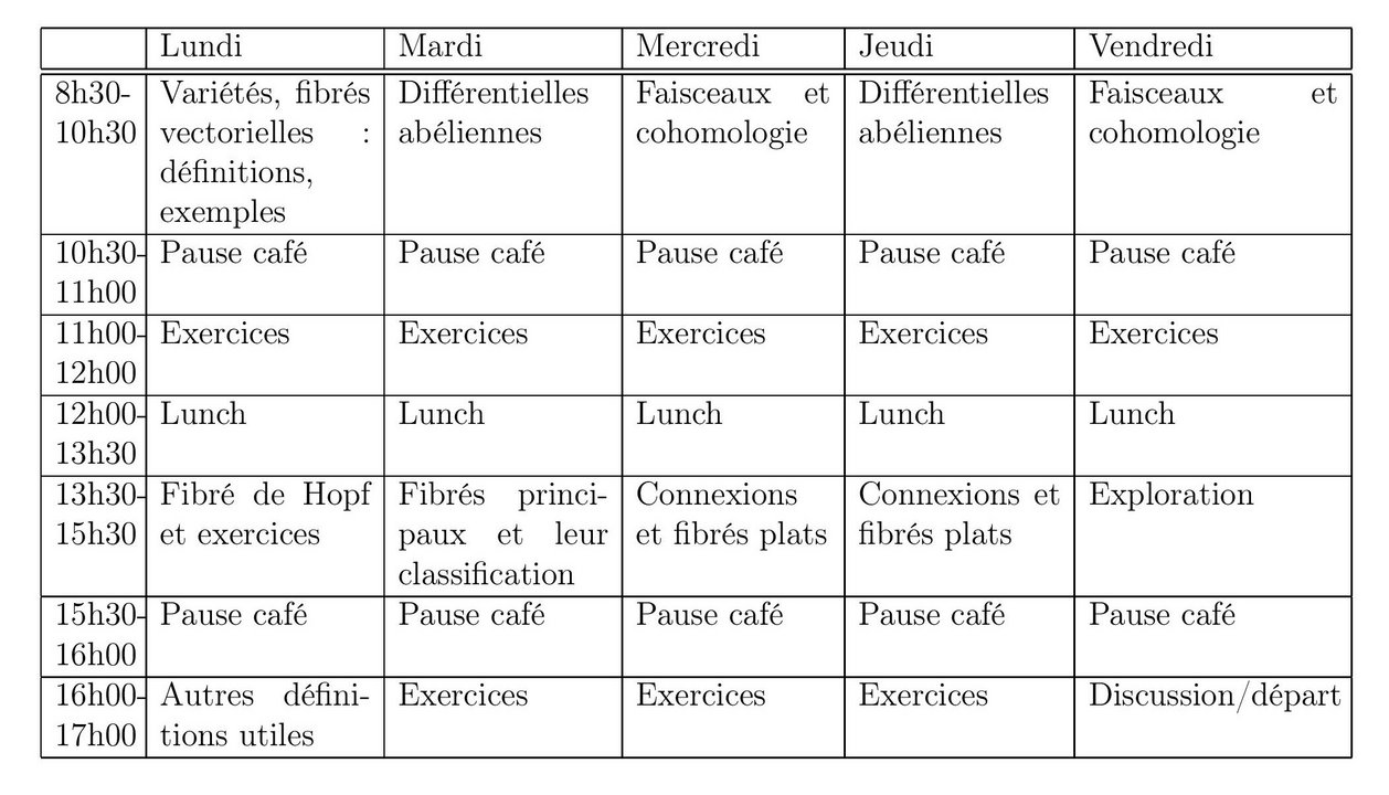 Horaire des cours