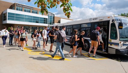 Autobus et étudiants