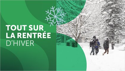 étudiants qui marchent dans la neige