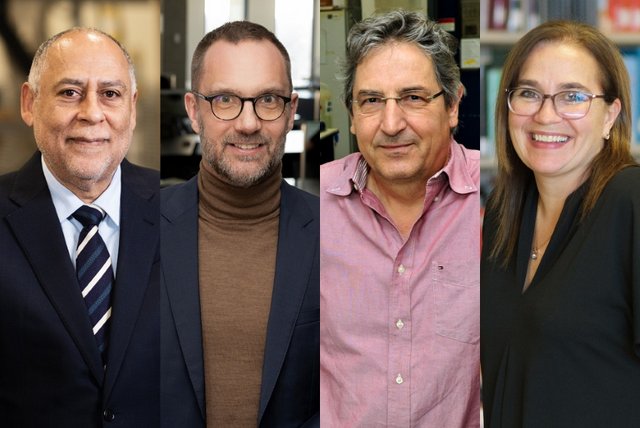 Photo of the three new Members and the new Fellow of the Royal Society of Canada.