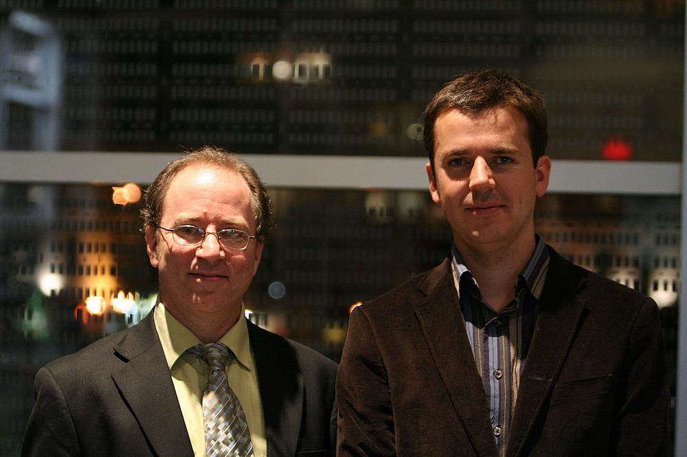 Le professeur Denis Morris et Emmanuel Dupuy au gala de l'ACFAS