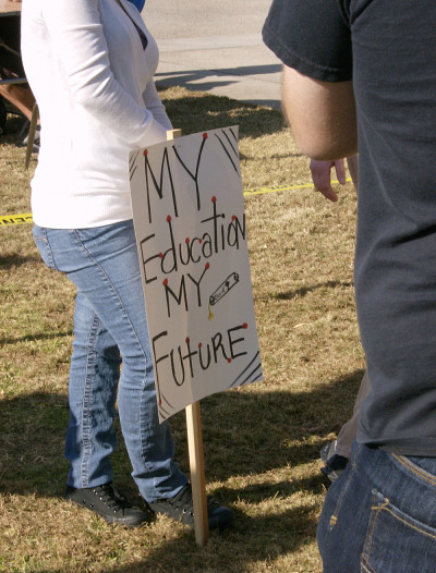 Manifestation étudiante au Campus de l'Université de San Bernardino, en Californie.