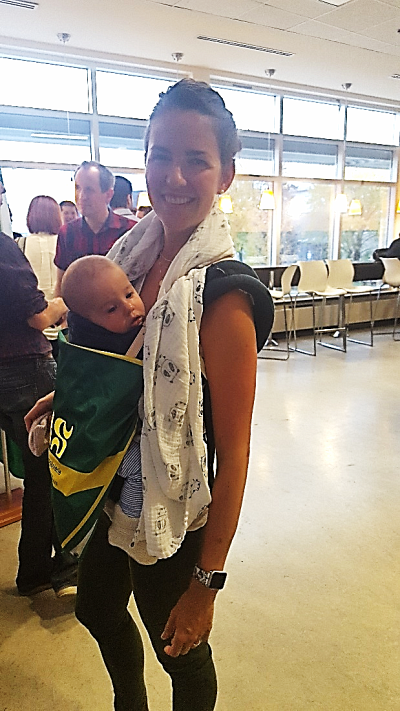 Vanessa Guilbault-Houde et son bébé ont été les champions de l'événement! Notre diplômée était vraiment dans l'esprit des retrouvailles avec ses « bocks » et son bandana!