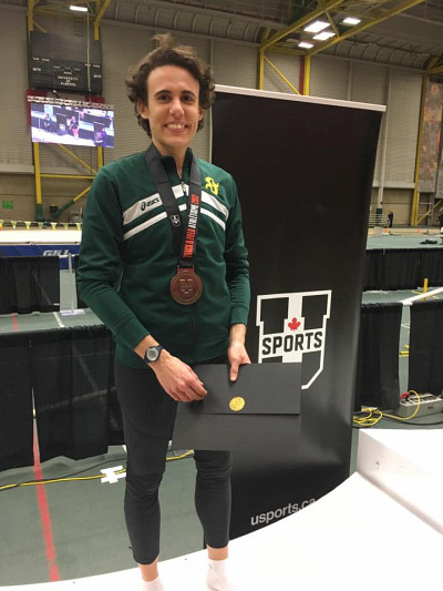 La médaillée d'argent U SPORTS et nouvelle détentrice des records Vert & Or et du RSEQ au pentathlon, Amélie Augé.