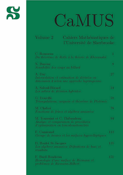Cahiers mathématiques de l'Université de Sherbrooke (CaMUS), volume 2, 2012