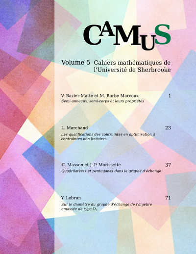 Cahiers mathématiques de l'Université de Sherbrooke (CaMUS), volume 5, 2014