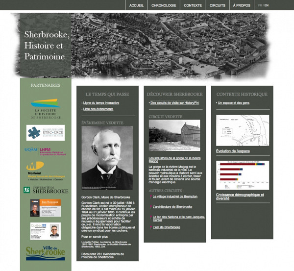 Sherbrooke, histoire et patrimoine, portail d'accueil du site www.sherbrooke.technohistoire.info