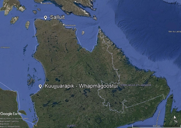 Localisation des villages de Salluit et Whapmagoostui-Kuujjuarapik