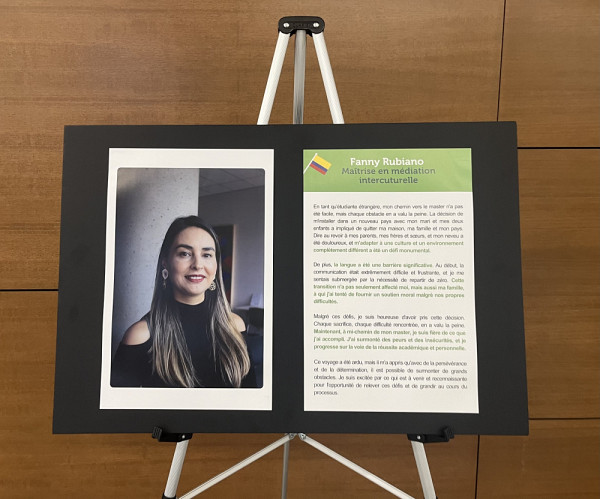 Fanny Rubiano, étudiante à la maîtrise en médiation interculturelle, fait partie des sept personnes étudiantes qui ont accepté de raconter leur parcours après leur arrivée au Québec et à l'UdeS.Photo : Fournie