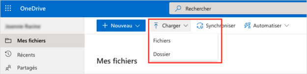 Chargement de fichiers sur OneDrive