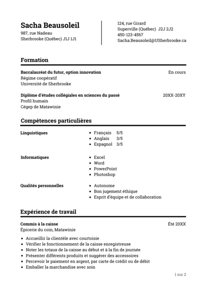 CV classique